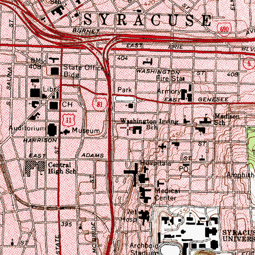 Topographic Map of Richard H Hutchings Psychiatric Center, NY