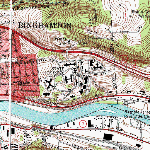 Topographic Map of Binghamton Psychiatric Center (historical), NY