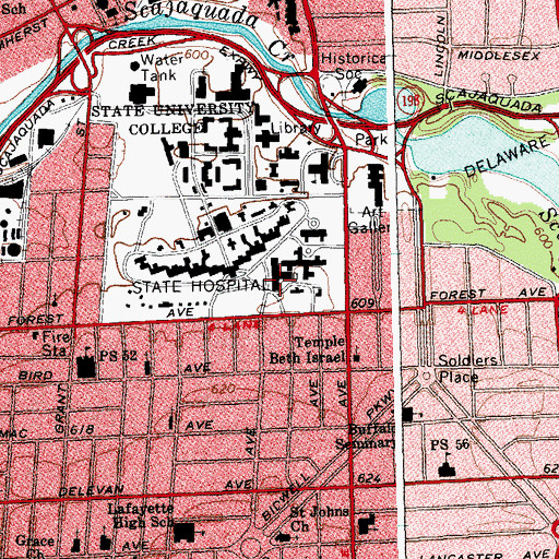 Topographic Map of Buffalo Psychiatric Center, NY
