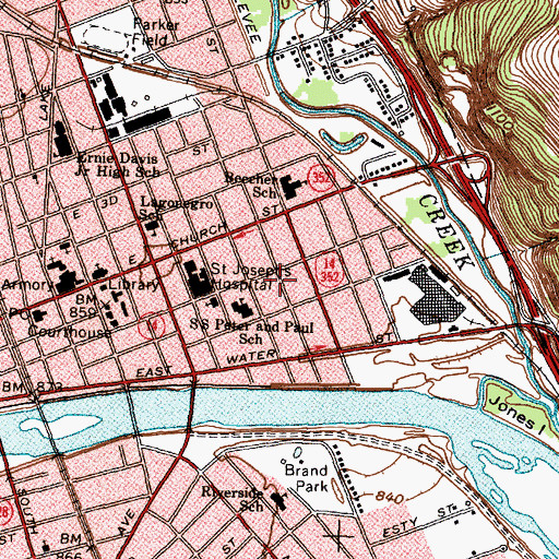 Topographic Map of Elmira Psychiatric Center, NY
