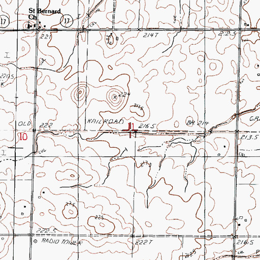 Topographic Map of Sunbury Railroad Prairie Nature Preserve, IL