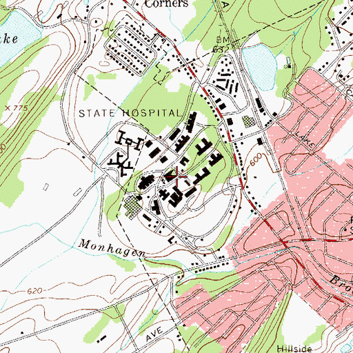 Topographic Map of Middletown Psychiatric Center, NY