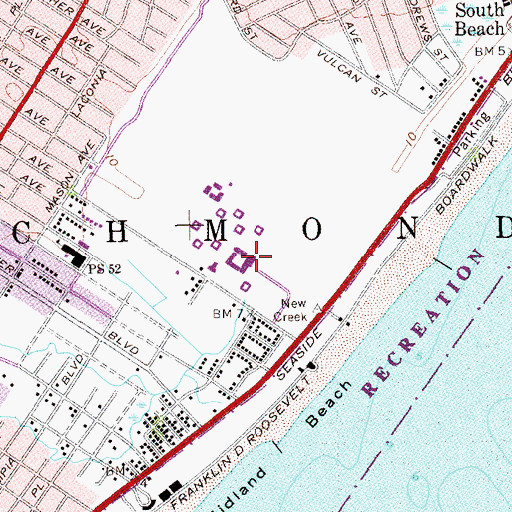 Topographic Map of South Beach Psychiatric Center, NY