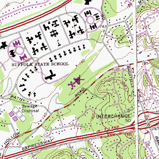 Topographic Map of Sagamore Children's Psychiatric Center, NY