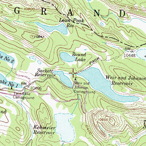 Topographic Map of Weir and Johnson Dam, CO