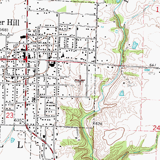 Topographic Map of Bunker Hill City Cemetery, IL