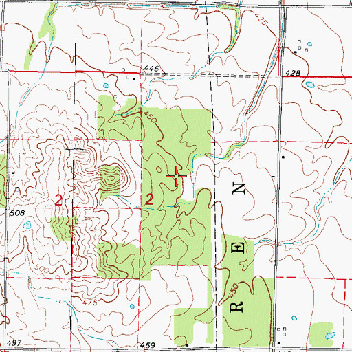 Topographic Map of Karchers Post Oak Woods Nature Preserve, IL