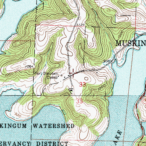 Topographic Map of Clendening Post Office (historical), OH