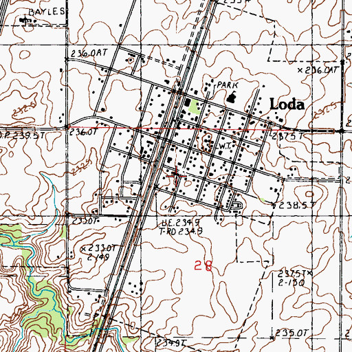 Topographic Map of Loda United Methodist Church, IL