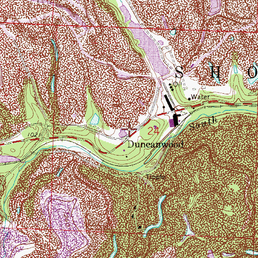 Topographic Map of Duncanwood Post Office (historical), OH