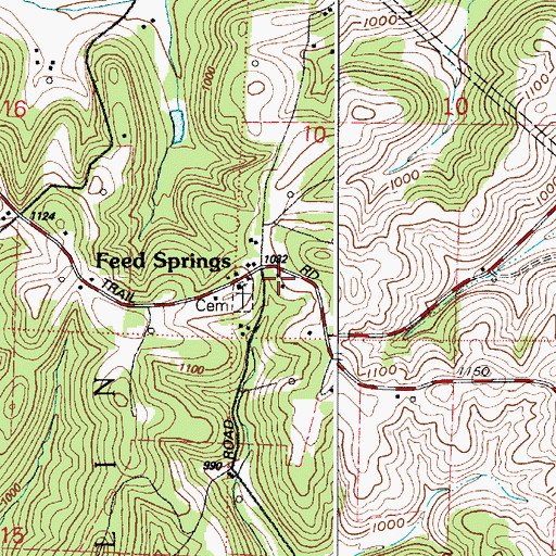 Topographic Map of Feed Spring Post Office (historical), OH