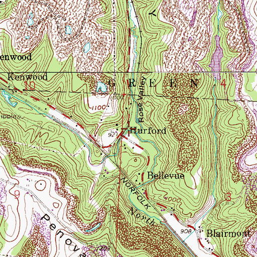 Topographic Map of Hurford Post Office (historical), OH