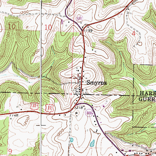 Topographic Map of Smyrna Post Office (historical), OH