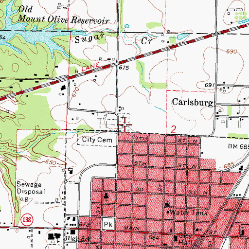 Topographic Map of Cavalry Cemetery, IL