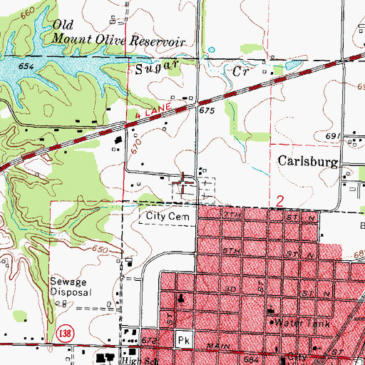 Topographic Map of Union Miners Cemetery, IL