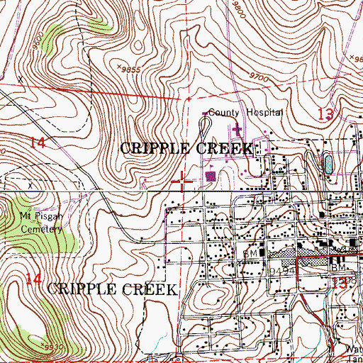 Topographic Map of Cresson Elementary School, CO