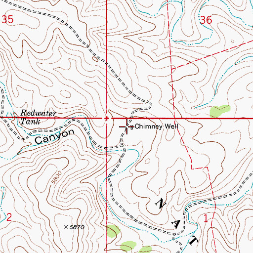 Topographic Map of Chimney Well, NM
