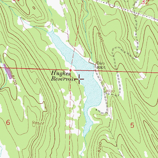 Topographic Map of Hughes Dam, CO