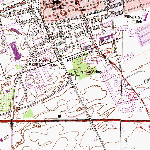 Topographic Map of Kohlertown School, PA