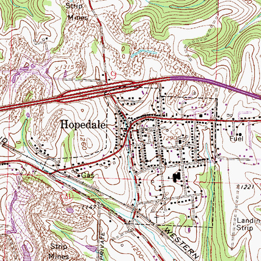 Topographic Map of Hopedale Post Office, OH