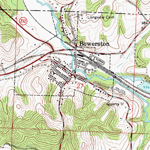 Topographic Map of Bowerston Post Office, OH