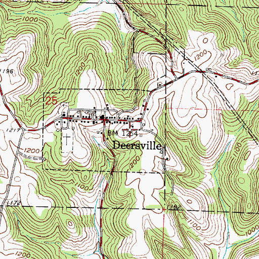 Topographic Map of Deersville Post Office, OH