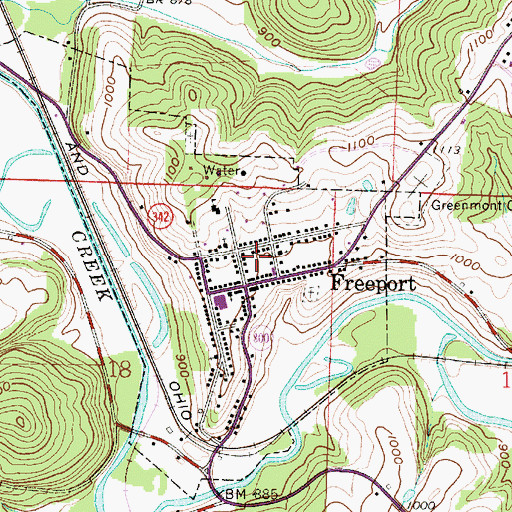 Topographic Map of Freeport Post Office, OH