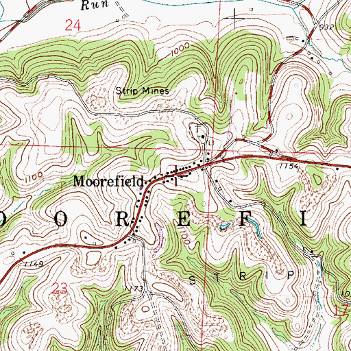 Topographic Map of Moorefield Post Office, OH
