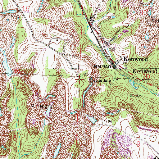 Topographic Map of Ginther Post Office, OH