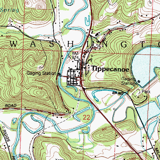 Topographic Map of Tippecanoe Post Office, OH