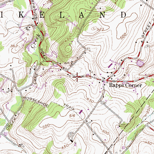 Topographic Map of Rapps Corner, PA