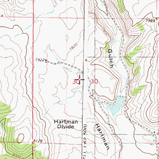 Topographic Map of Rock Gap Dam Reservoir, CO