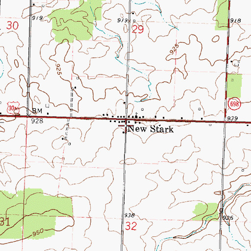 Topographic Map of New Stark Post Office (historical), OH
