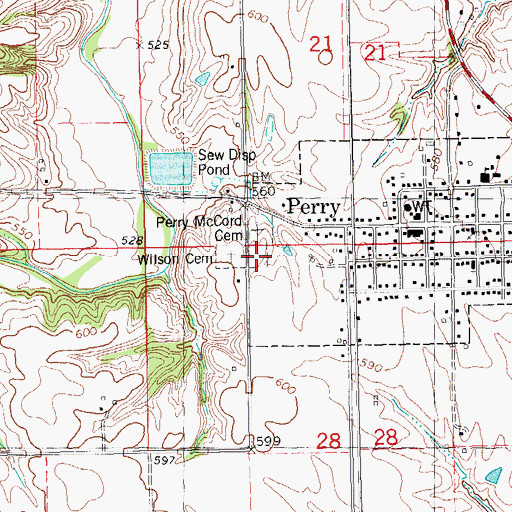 Topographic Map of Perry-McCord Cemetery, IL