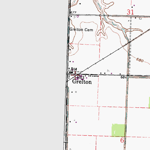 Topographic Map of Grelton Post Office, OH