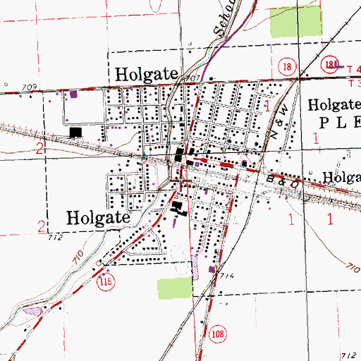 Topographic Map of Holgate Post Office, OH