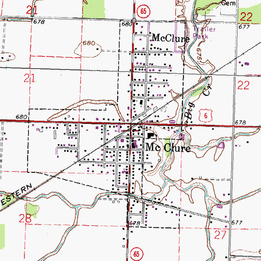 Topographic Map of McLure Post Office, OH