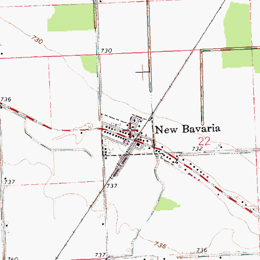 Topographic Map of New Bavaria Post Office, OH