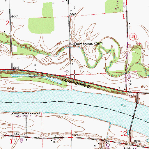 Topographic Map of Damascus Post Office (historical), OH