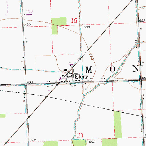 Topographic Map of Elery Post Office (historical), OH