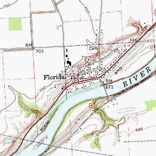 Topographic Map of Florida Post Office (historical), OH