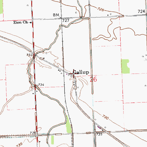Topographic Map of Gallup Post Office (historical), OH