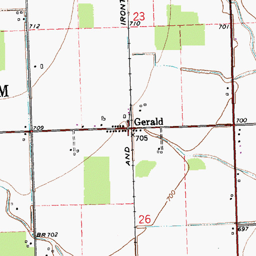 Topographic Map of Gerald Post Office (historical), OH