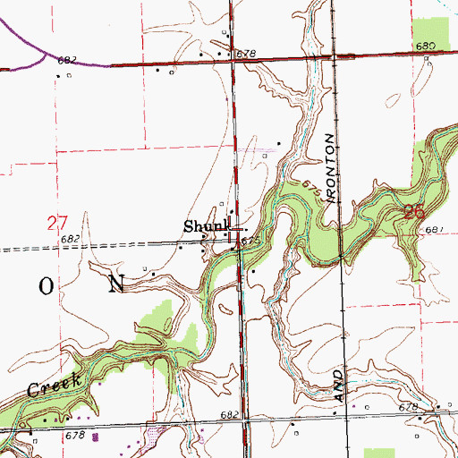 Topographic Map of Shunk Post Office (historical), OH