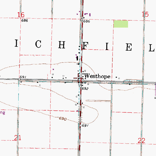 Topographic Map of Westhope Post Office (historical), OH
