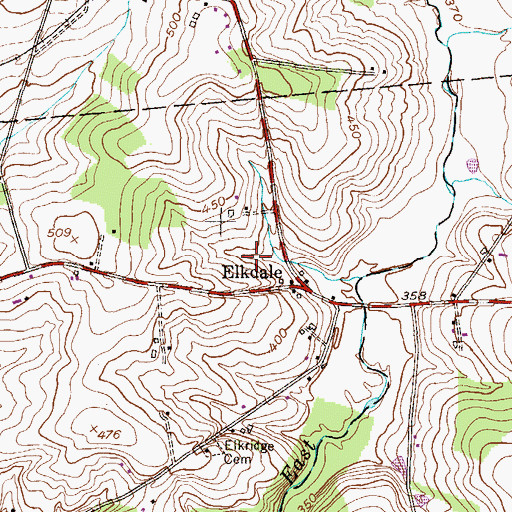 Topographic Map of Elkdale, PA