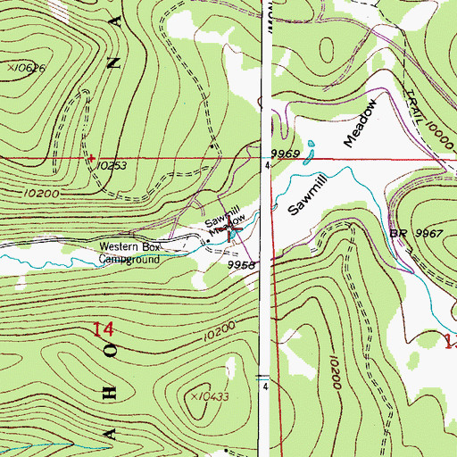 Topographic Map of Meadow Creek Dam, CO