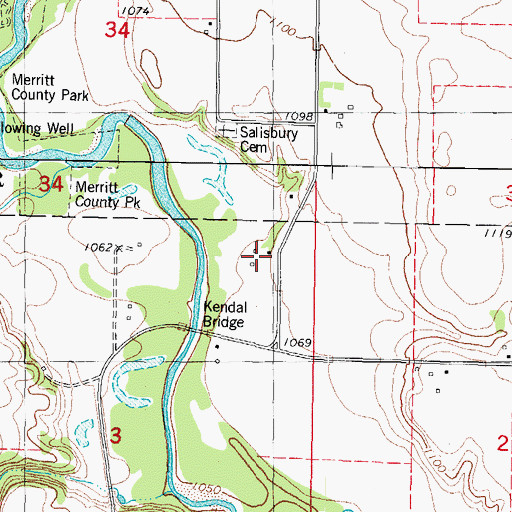 Topographic Map of Benan Post Office (historical), IA