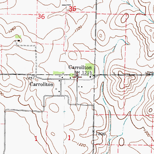 Topographic Map of Carrollton Post Office (historical), IA