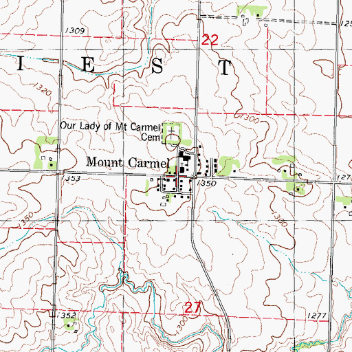 Topographic Map of Mount Carmel Post Office (historical), IA